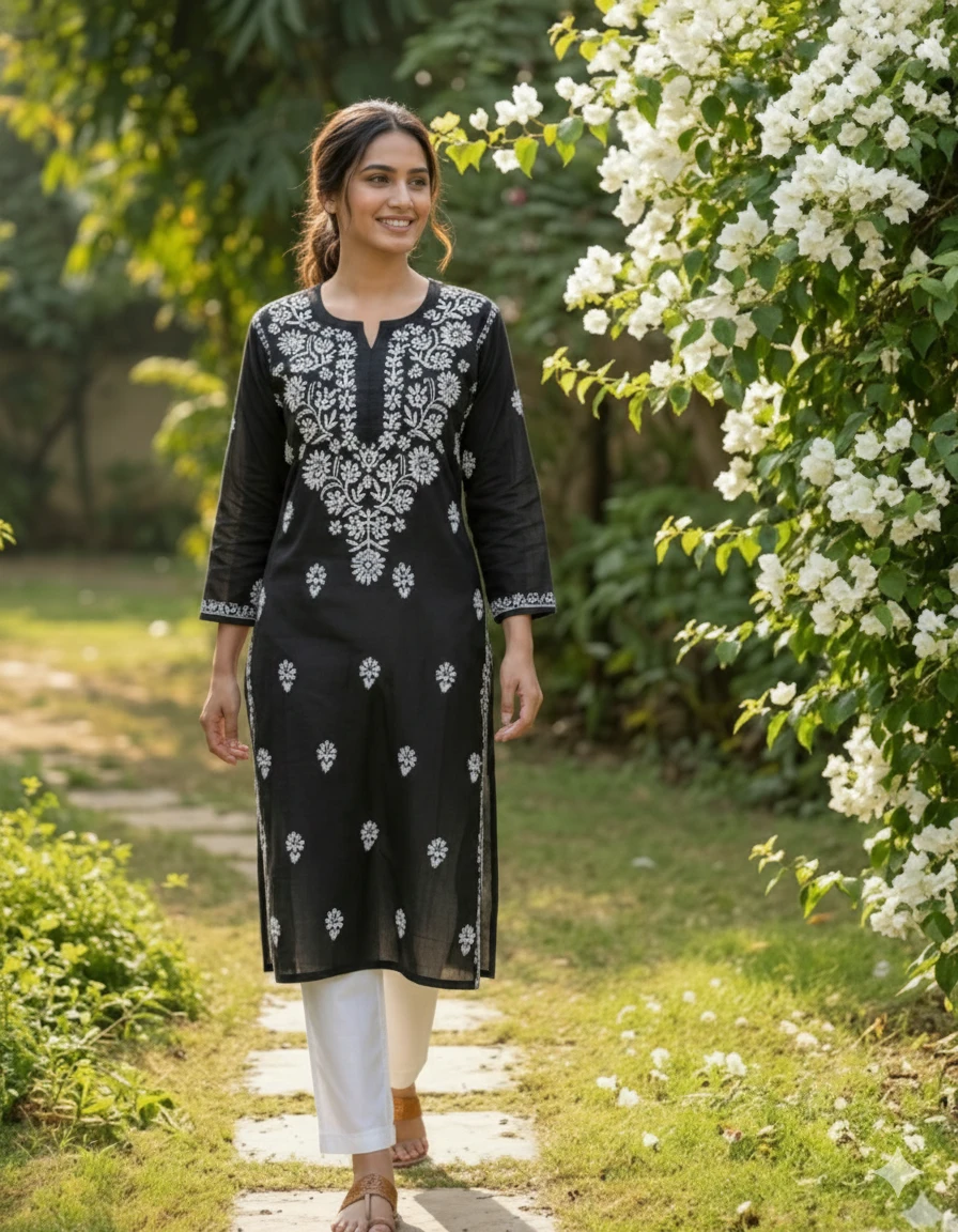 Graceful Black Chikankari Suit